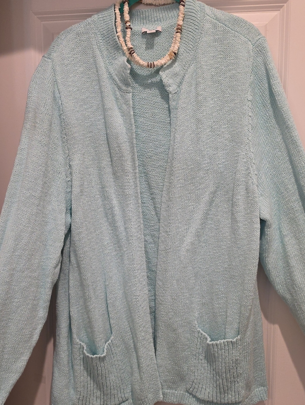 J Jill Light Blue Open-Front Sweater Cardigan With Front Pickets 2x
